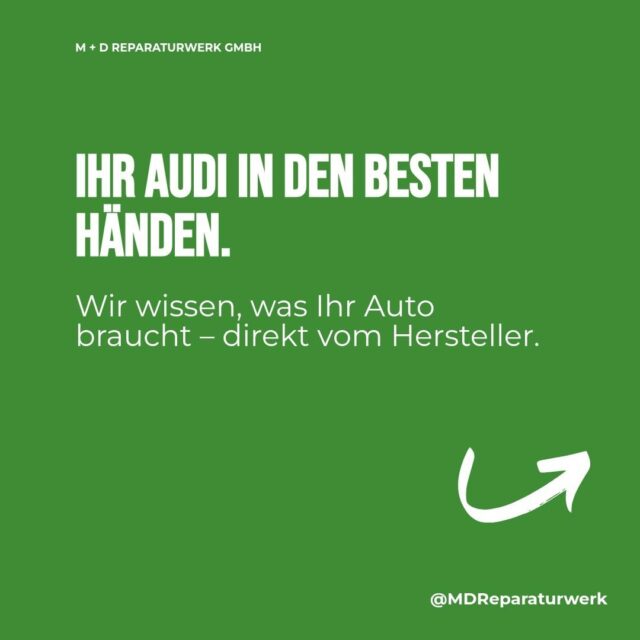 Vertrauen Sie den AUDI-Experten. 🚗

Bei M + D Reparaturwerk GmbH kümmern wir uns um Ihren AUDI. 

• Fachwissen direkt vom Hersteller
• Transparente Abläufe, keine Überraschungen
• Fairer Preis, ehrlicher Service

Ihr AUD verdient das Beste. Wir liefern es. 

Kontaktieren Sie uns: 
📞 +4961019891878 
📧 info@das-reparaturwerk.de 
🌐 https://das-reparaturwerk.de/

#Audi #KFZService #AutoReparatur #Profis